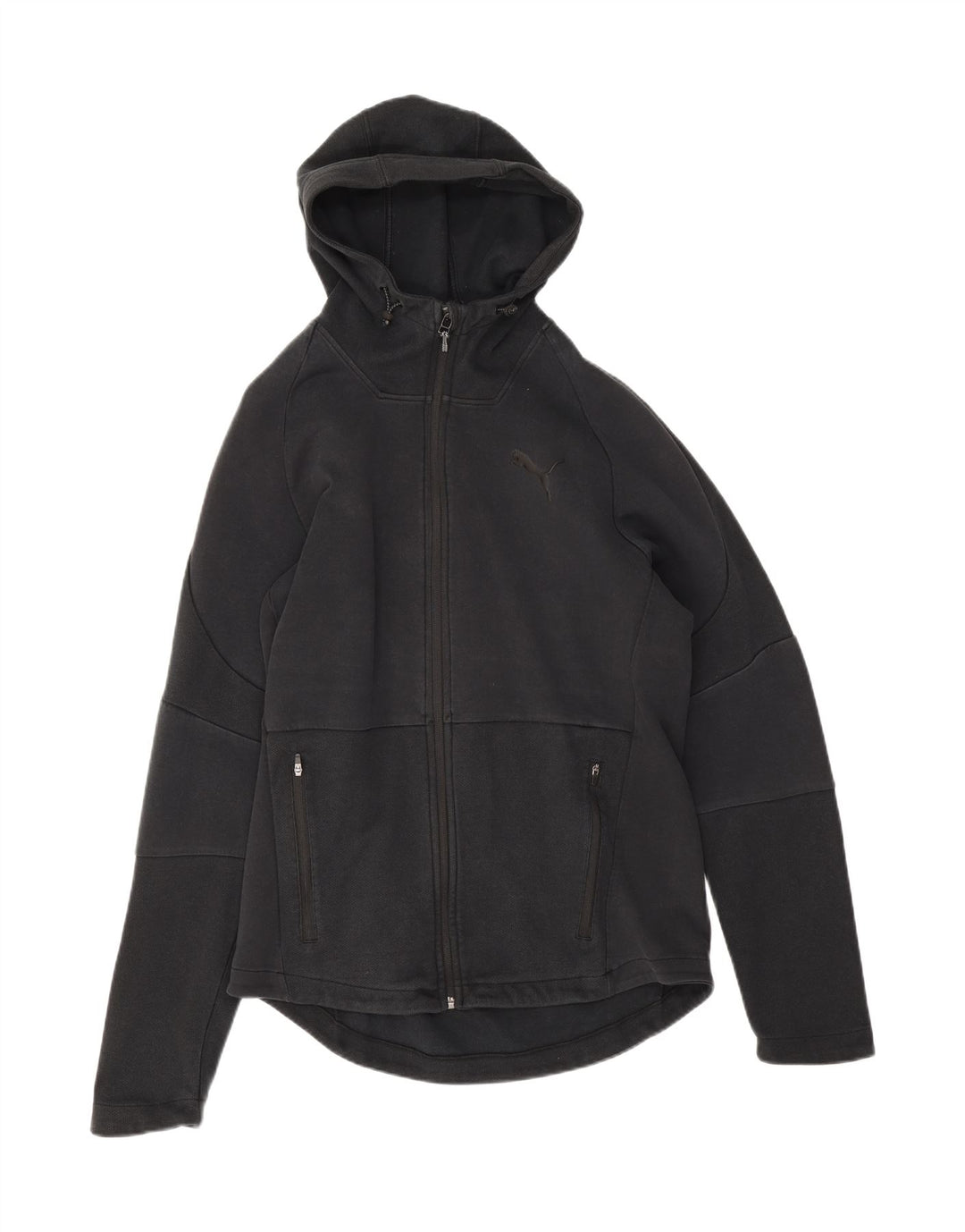 Felpa con cappuccio e zip da uomo Puma grande in cotone nero
