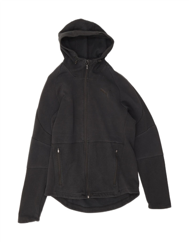 Felpa con cappuccio e zip da uomo Puma grande in cotone nero