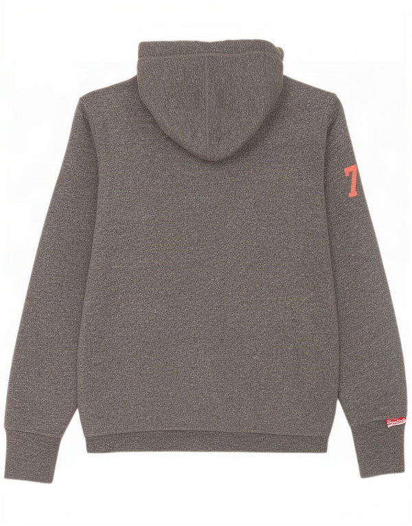 Maglione con cappuccio e zip grafica da donna Superdry UK 14 Cotone grigio medio