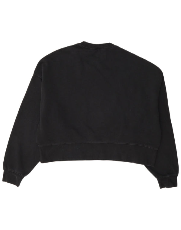 Felpa corta oversize da donna Nike, maglione UK 10, piccola, cotone nero