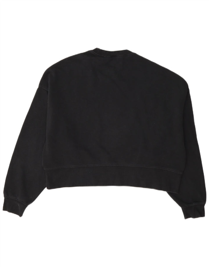 Felpa corta oversize da donna Nike, maglione UK 10, piccola, cotone nero