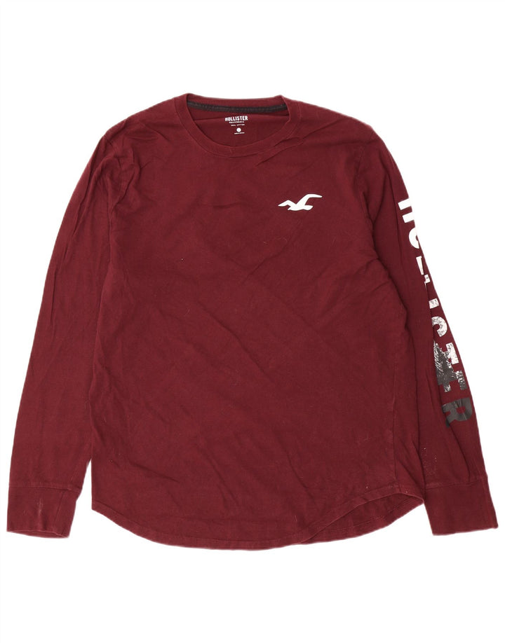 Top Hollister da uomo con grafica a maniche lunghe in cotone marrone rossiccio