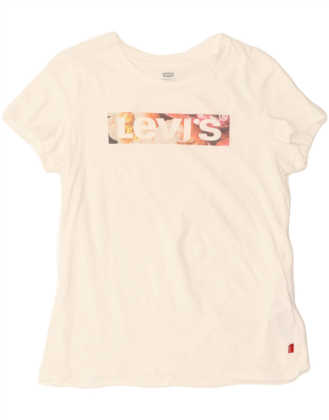 LEVI'S Womens Graphic T-Shirt Top UK 10 Small White Cotton Vintage Levi's and Second-Hand Levi's from Messina Hembry 
