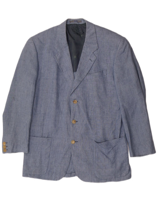 Giacca Blazer a 3 Bottoni Kenzo da Uomo IT 52 XL Lino Blu