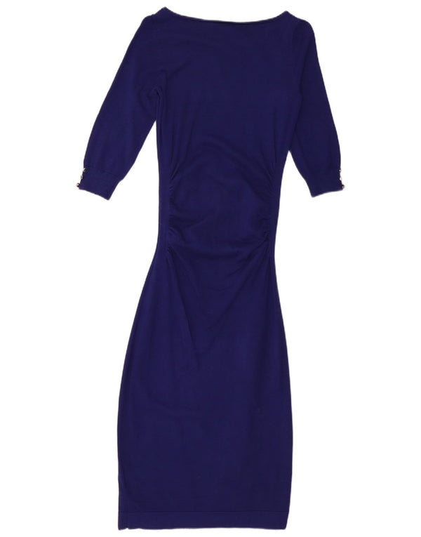 Coast Womens 3/4 Sleeve Bodycon Dress UK 8 Small Blue Viscose