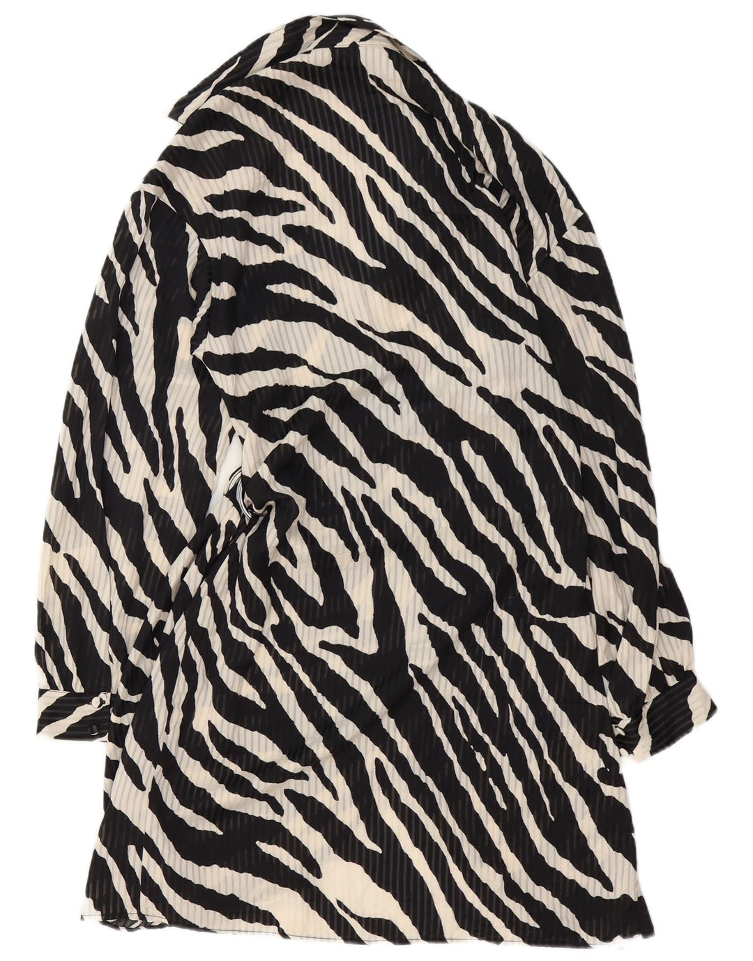 Abito a portafoglio da donna a maniche lunghe ZARA UK 12 medio nero stampa animalier
