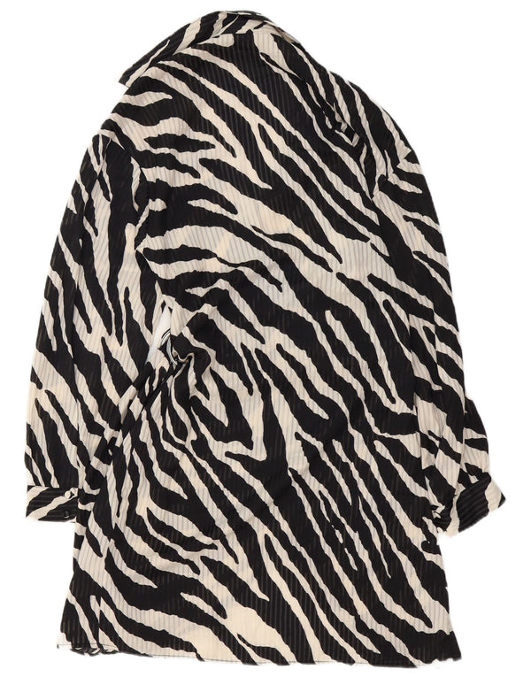 Abito a portafoglio da donna a maniche lunghe ZARA UK 12 medio nero stampa animalier