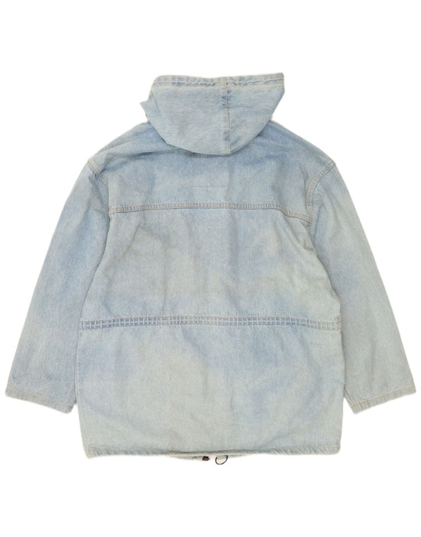 Giacca di jeans con cappuccio da uomo vintage UK 42 XL in cotone blu