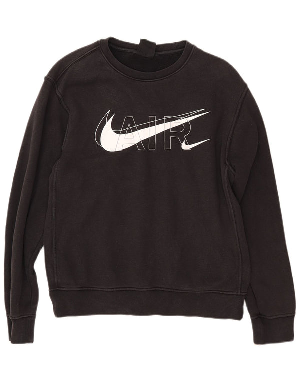 NIKE Felpa con grafica oversize da donna, maglione UK 10, piccola, cotone nero