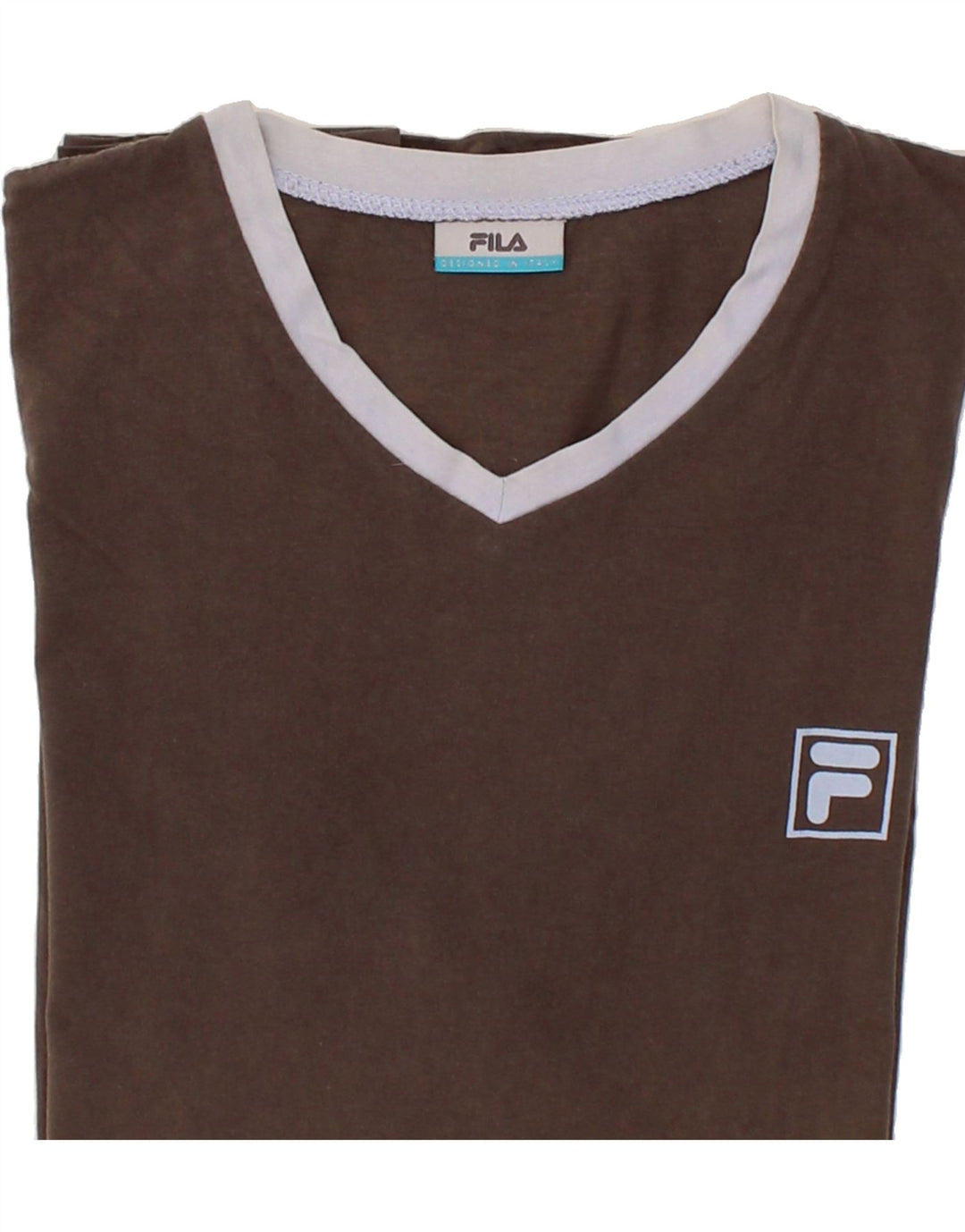 FILA Mens T-Shirt Top Medium Brown Colourblock Cotton Vintage Fila and Second-Hand Fila from Messina Hembry 
