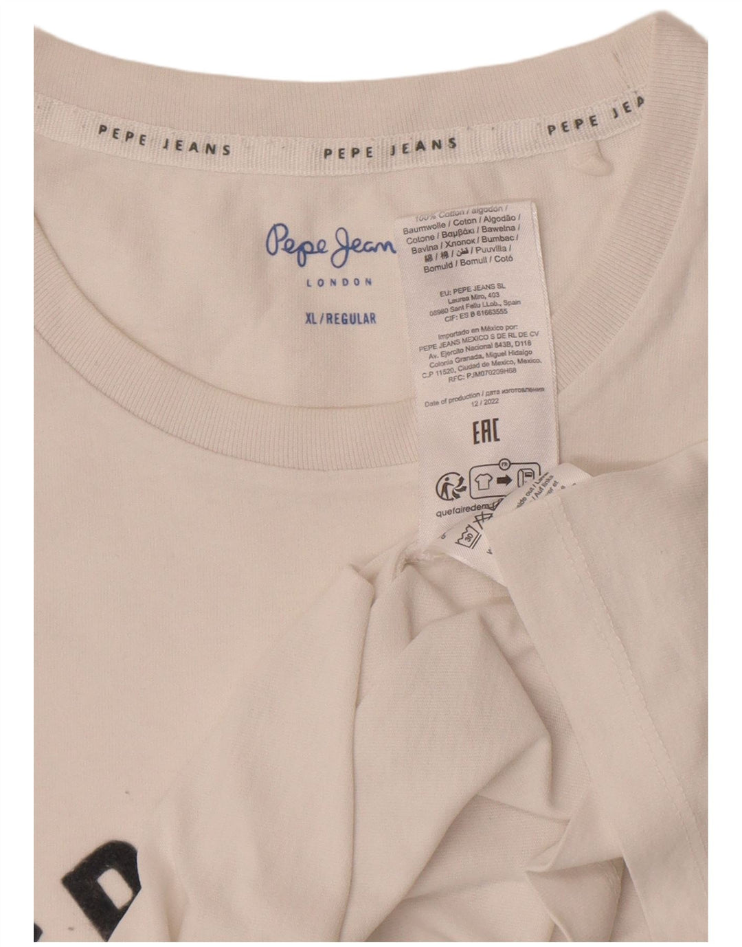 PEPE Jeans T-shirt grafica regolare da uomo XL in cotone bianco