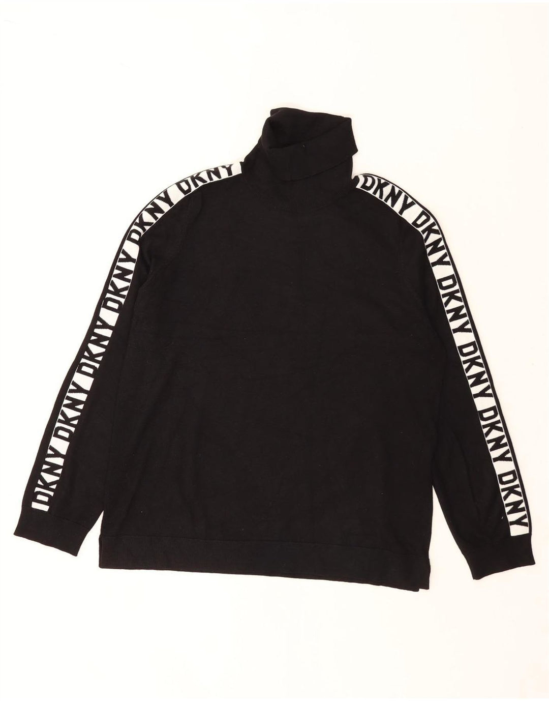 Dkny Maglione da uomo con collo alto con grafica, grande, in viscosa color block nera