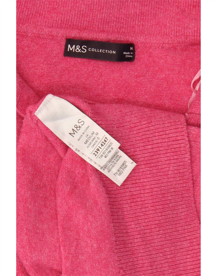 Maglione da donna Marks & Spencer con collo a polo UK 14 Poliestere rosa medio