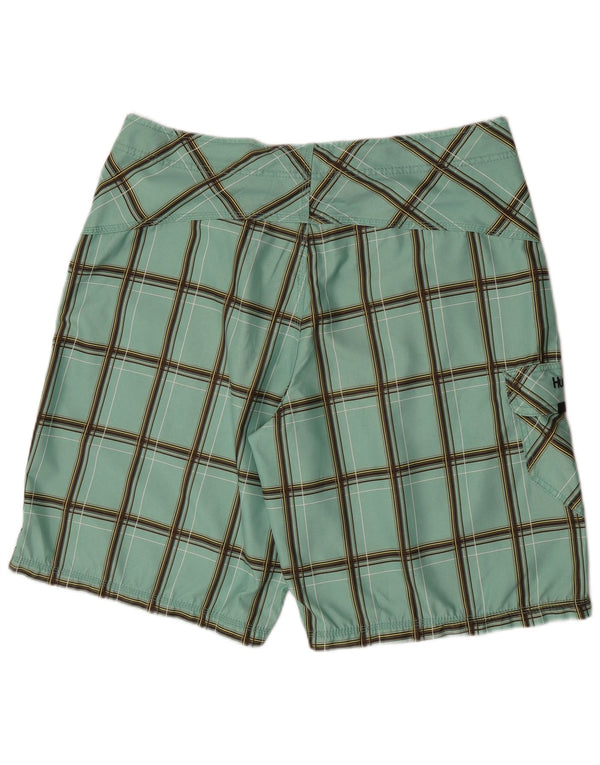 Pantaloncini da bagno da uomo Hurley, poliestere a quadri verdi grandi
