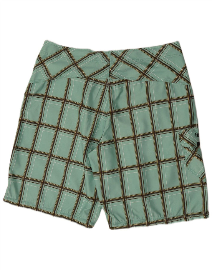 Pantaloncini da bagno da uomo Hurley, poliestere a quadri verdi grandi