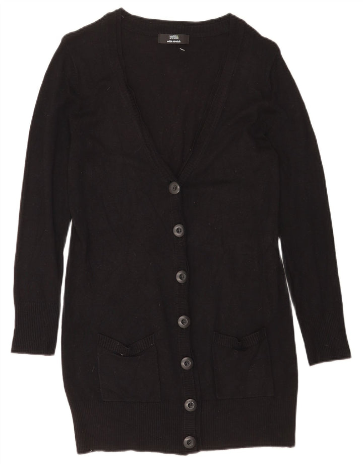 Maglione cardigan lungo da donna Marks & Spencer UK 10 piccolo in viscosa nera