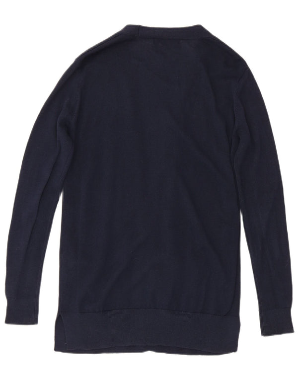 Maglione cardigan lungo da donna Marks & Spencer UK 10 piccolo blu navy