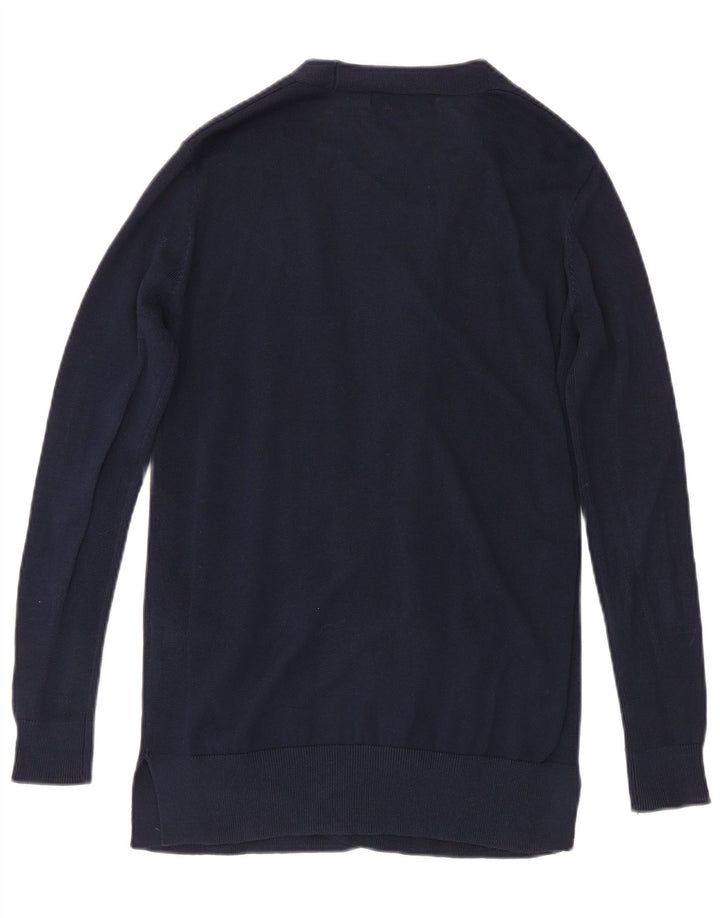 Maglione cardigan lungo da donna Marks & Spencer UK 10 piccolo blu navy