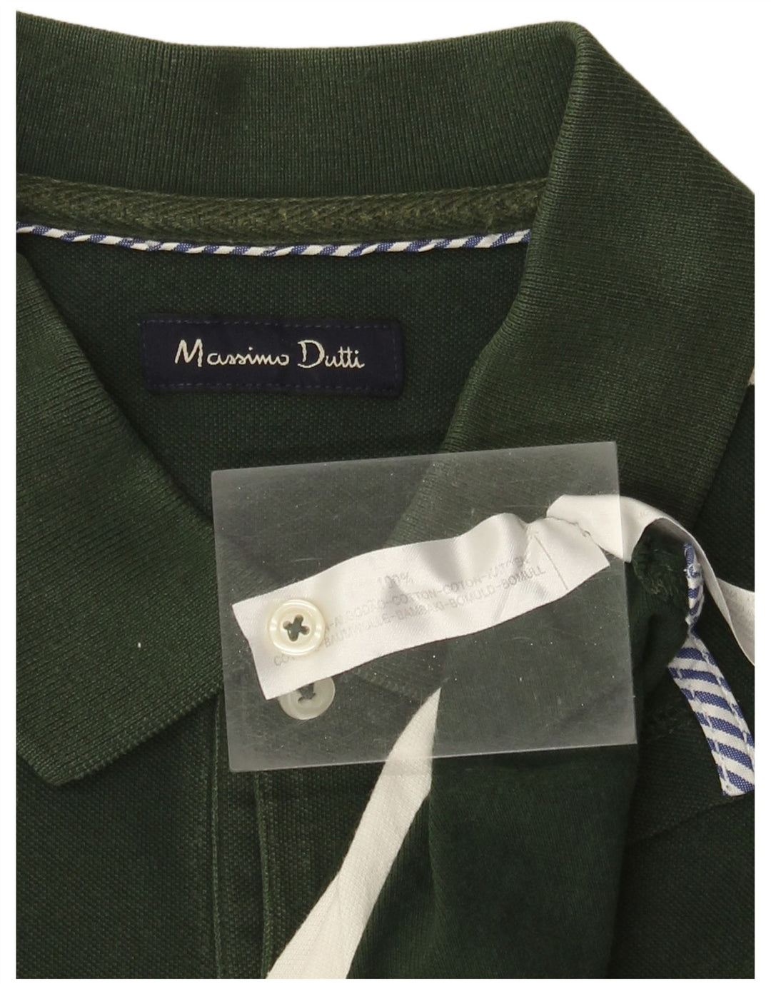 Polo da uomo Massimo Dutti in cotone a righe grandi verdi