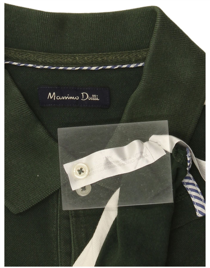 Polo da uomo Massimo Dutti in cotone a righe grandi verdi