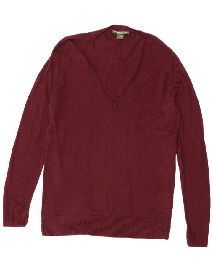 Maglione da uomo con scollo a V Eddie Bauer grande cotone bordeaux