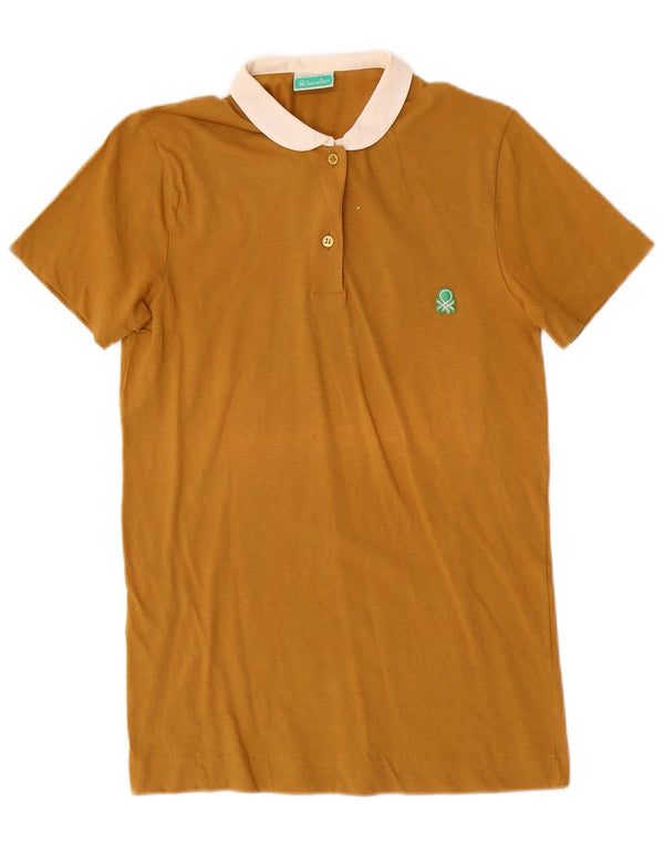 Polo da donna BENETTON UK 6 XS in cotone color block marrone
