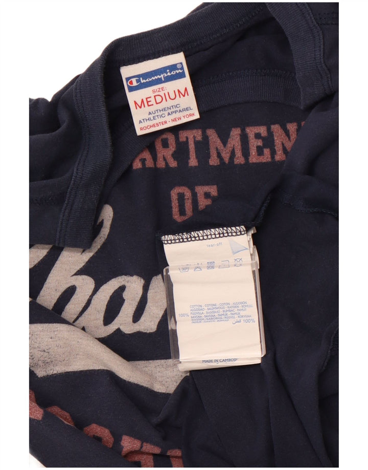 CHAMPION Top da uomo con grafica Rochester a maniche lunghe in cotone blu navy medio