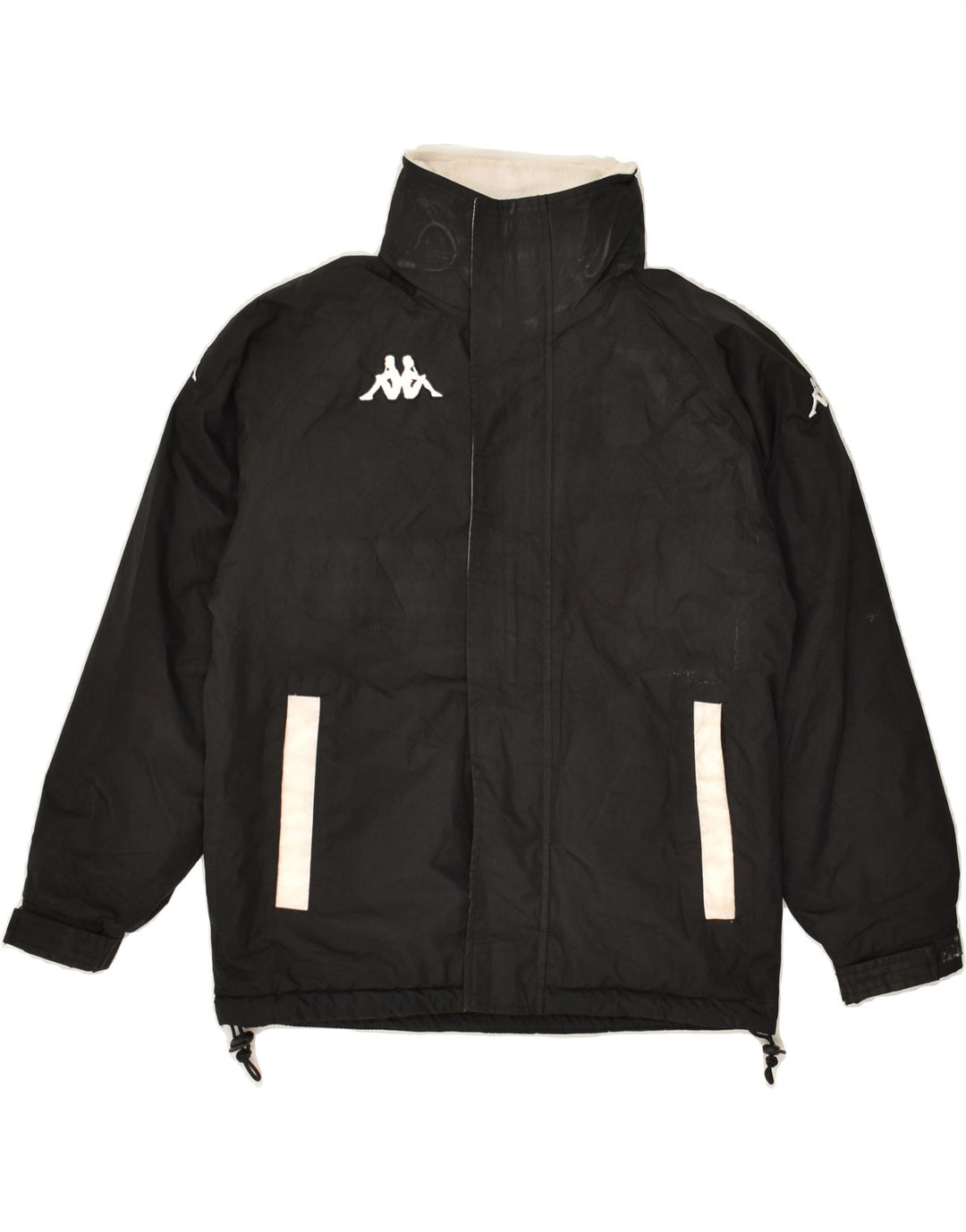 KAPPA Boys Hooded Windbreaker Jacket 9-10 Years Large Black Polyester Vintage Kappa and Second-Hand Kappa from Messina Hembry 
