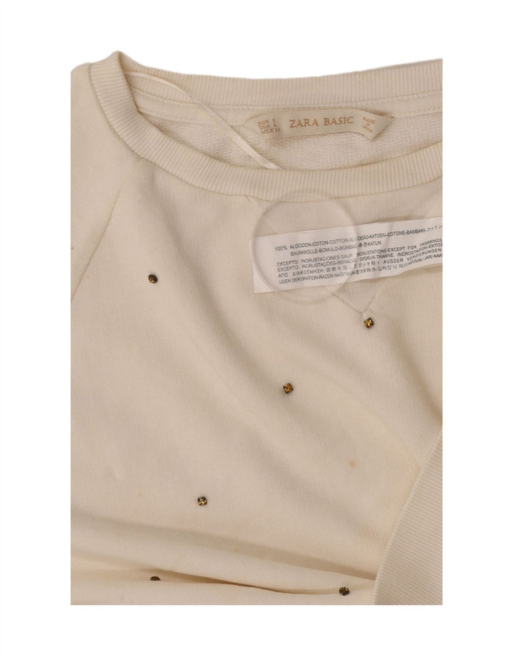 Felpa da donna Zara UK 10 piccola in cotone bianco