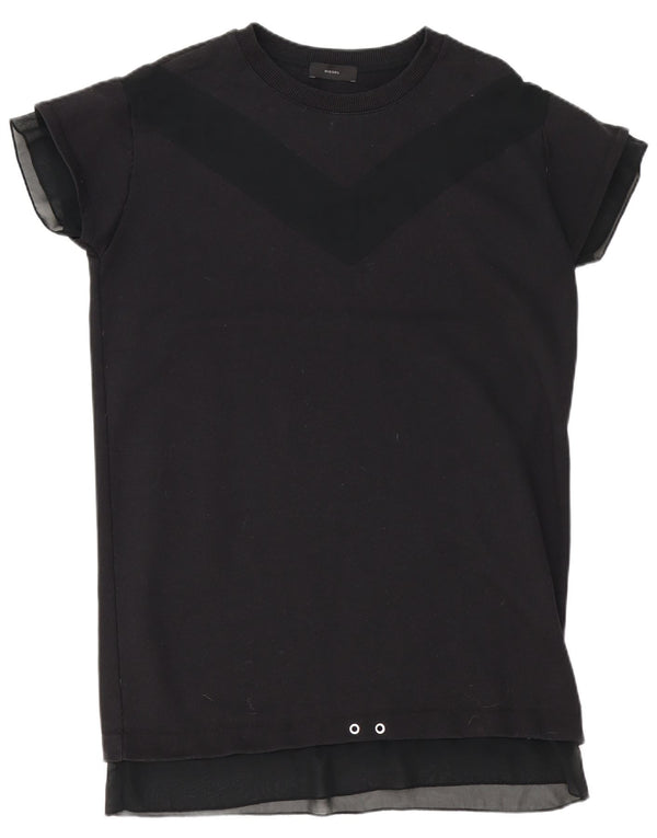 Abito t-shirt oversize da donna Diesel UK 10 piccolo in cotone nero