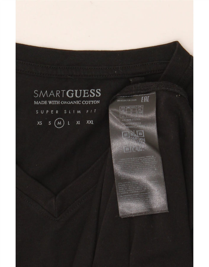 Guess T-shirt da uomo super slim fit top in cotone nero medio
