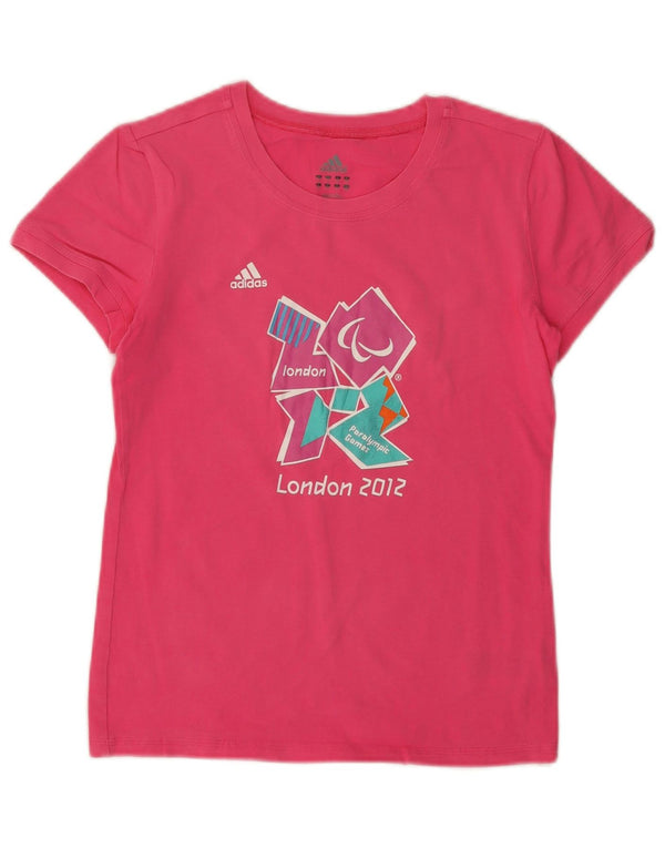 T-shirt grafica da donna ADIDAS Top UK 10 piccola in cotone rosa