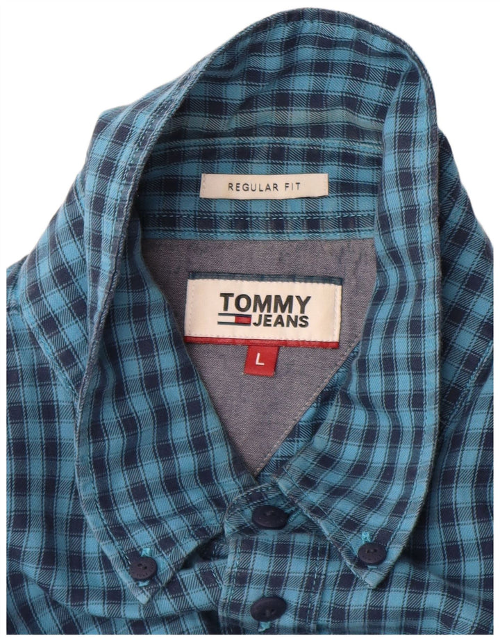 TOMMY HILFIGER Camicia da uomo vestibilità regolare in cotone a quadri blu grandi