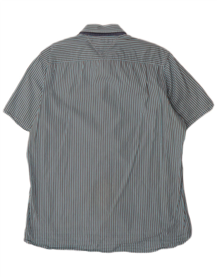 TOMMY HILFIGER Camicia da uomo a maniche corte su misura a righe blu grandi