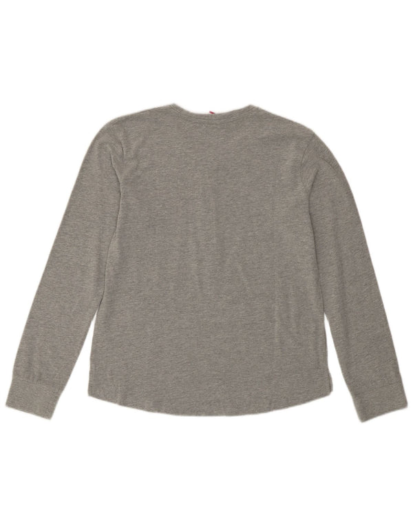 Top grafico da donna Lotto manica lunga UK 10 piccolo cotone grigio