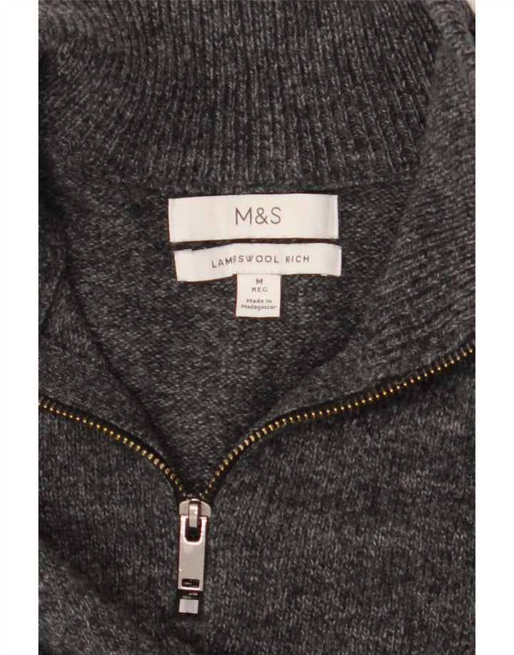 Maglione maglione con zip da uomo Marks & Spencer grigio medio