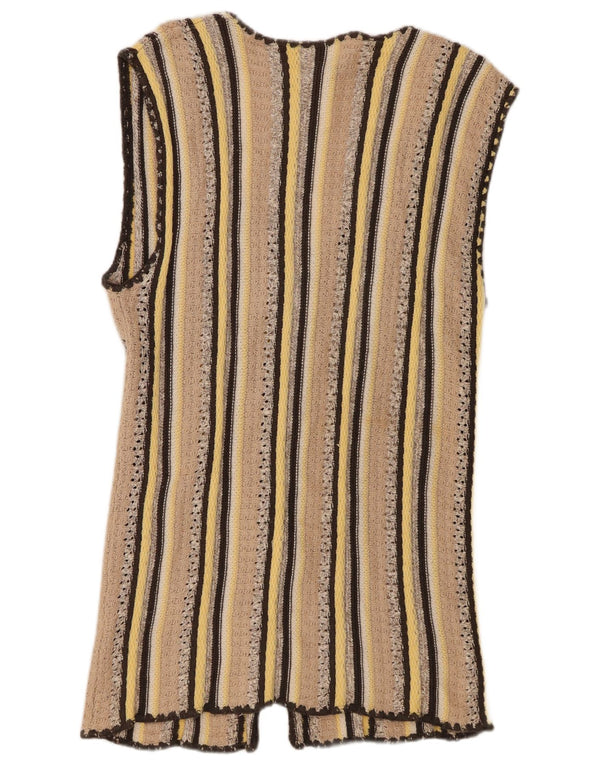 Maglione cardigan lungo da donna Monari UK 14 Large Beige Striped