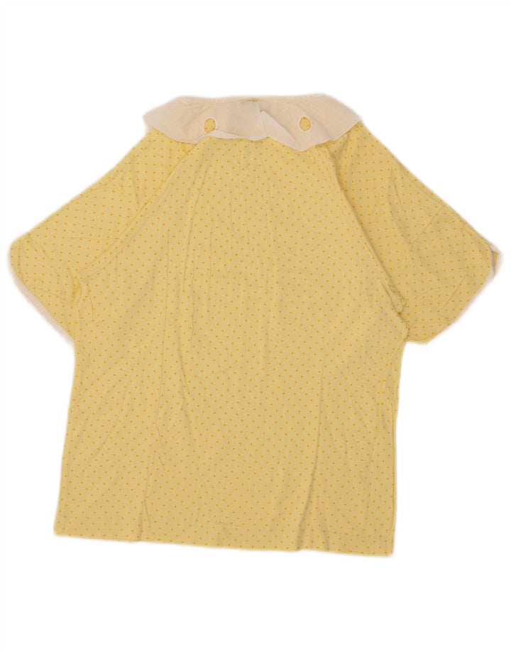 Camicetta da donna vintage Top US 4 piccolo cotone maculato giallo
