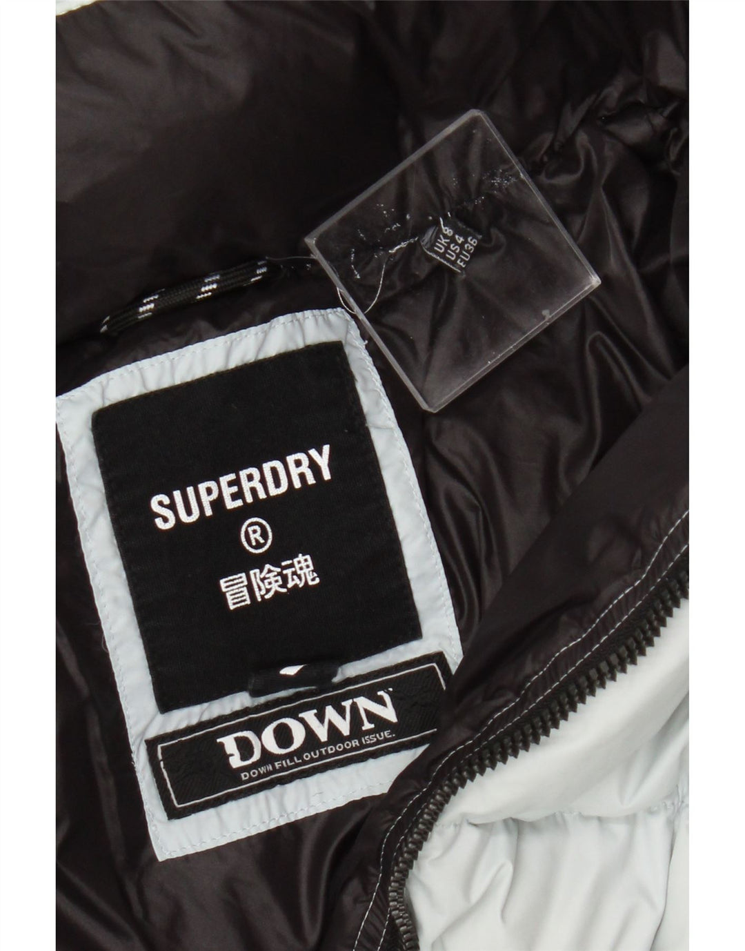 Giacca imbottita con cappuccio da donna Superdry UK 8 Small nylon blu