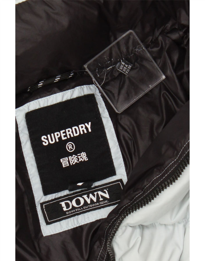 Giacca imbottita con cappuccio da donna Superdry UK 8 Small nylon blu