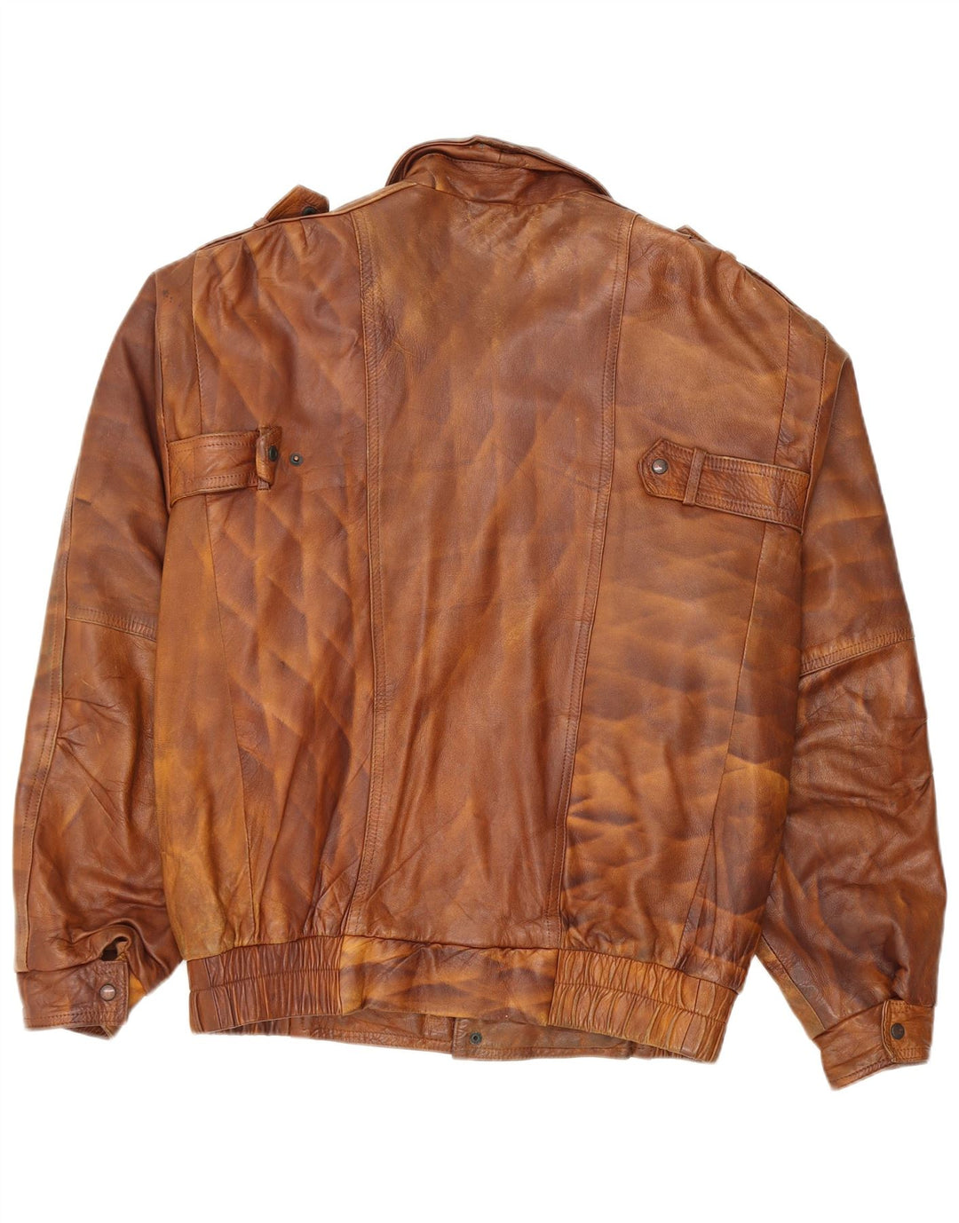 Giacca in pelle militare vintage da uomo UK 44 2XL Pelle marrone