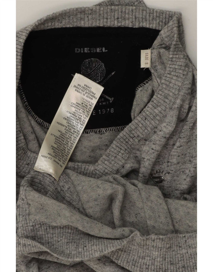 Maglione da uomo Diesel con scollo a V piccolo cotone chiazzato grigio