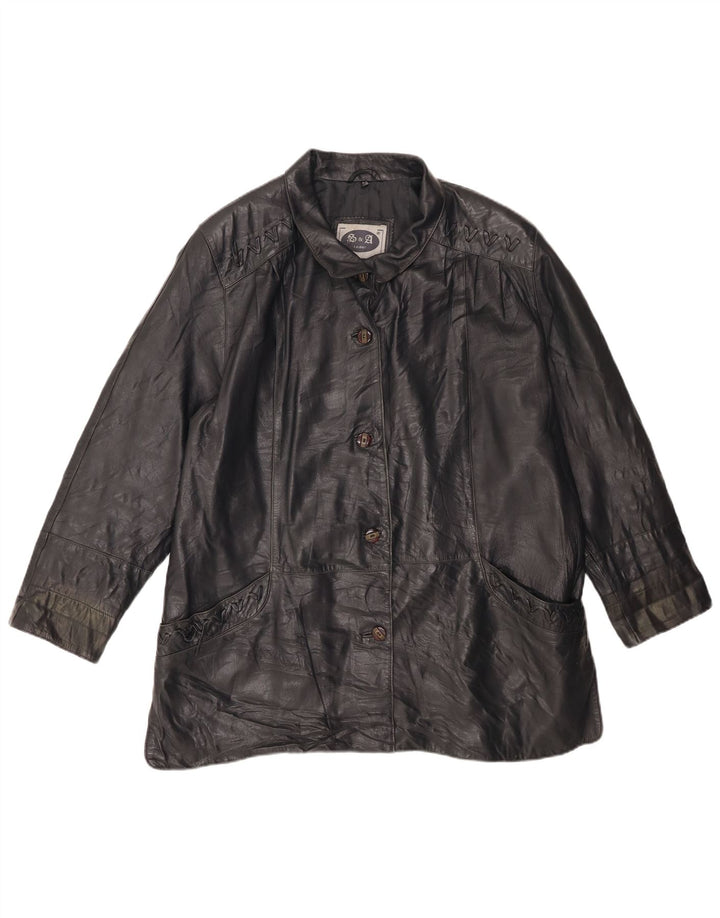 Giacca in pelle da donna vintage IT 46 grande in pelle nera