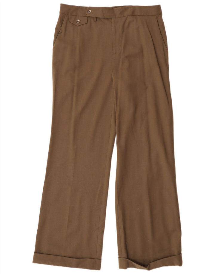 Pantaloni da abito svasati da donna Ralph Lauren US 10 Large W32 L32 Lana kaki
