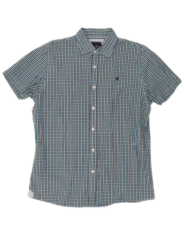 Conte of Florence Camicia a maniche corte da uomo grande a quadretti blu