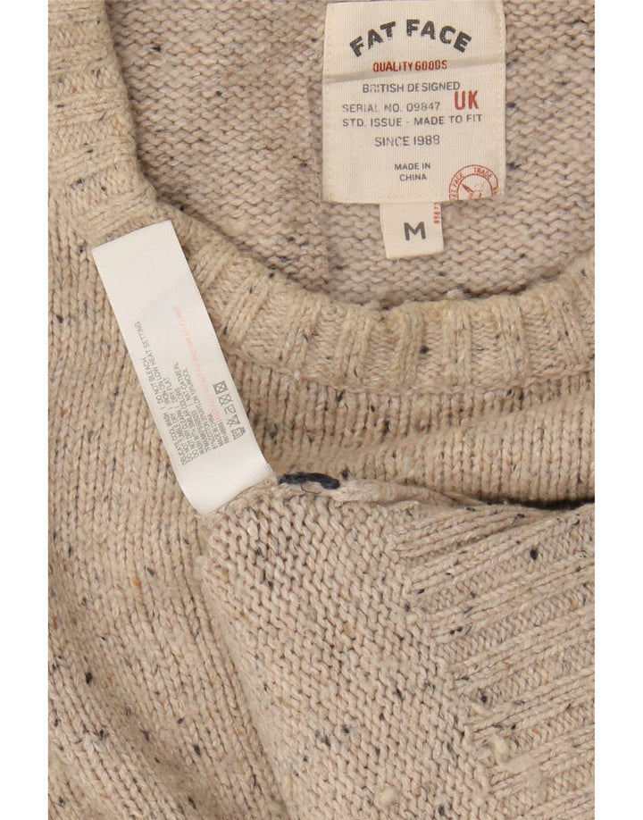 FAT FACE Maglione girocollo da uomo in cotone screziato beige medio