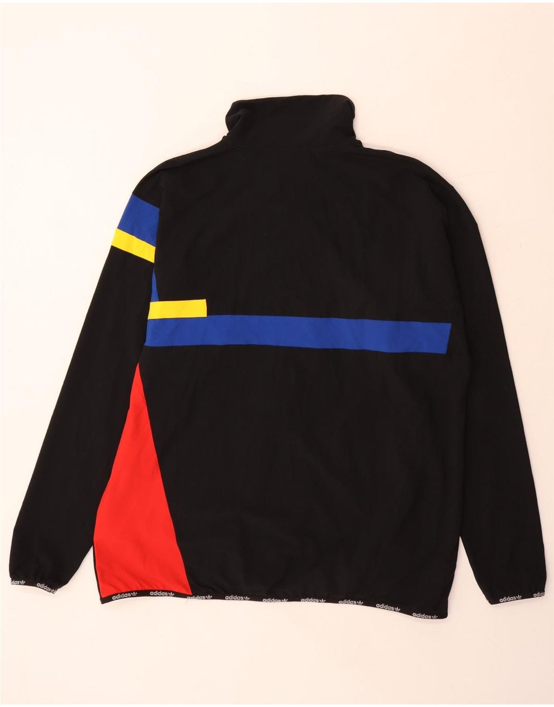 Giacca da tuta da uomo ADIDAS grande in nylon color block nero