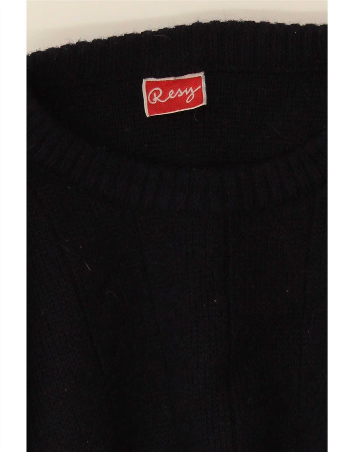 Maglione maglione girocollo da uomo vintage blu navy medio
