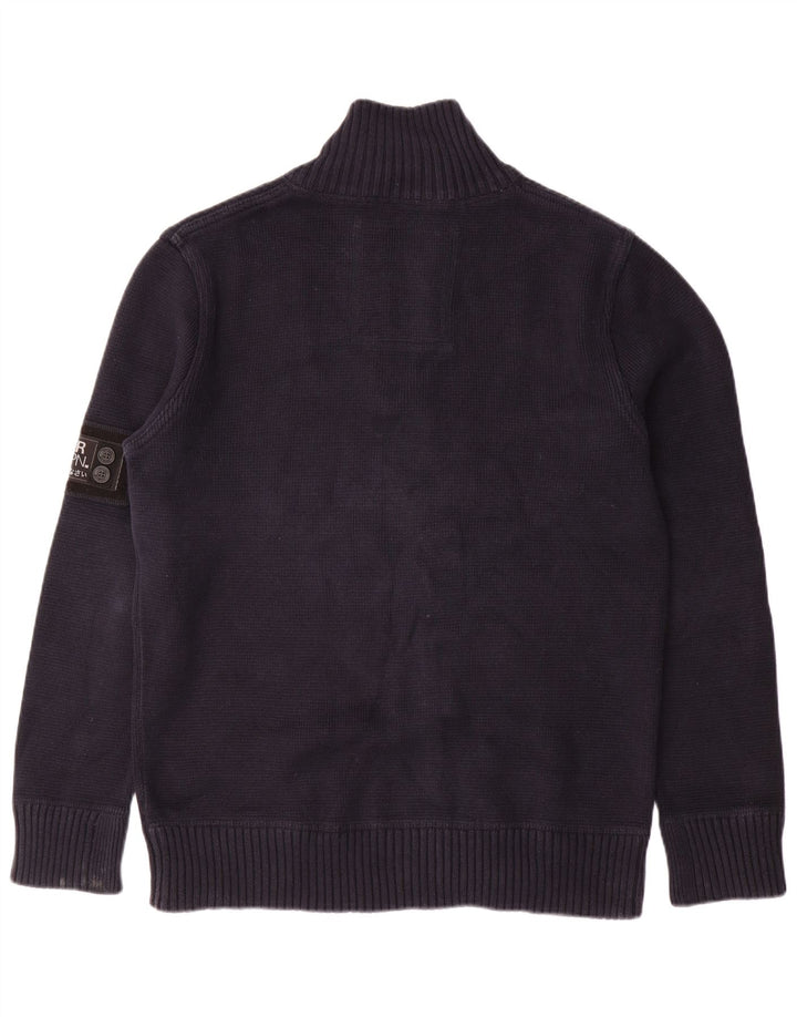 Maglione da uomo con zip e collo Superdry, grande, in cotone blu navy