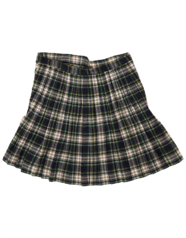 Gonna mini avvolgente da donna vintage W28 scozzese verde medio
